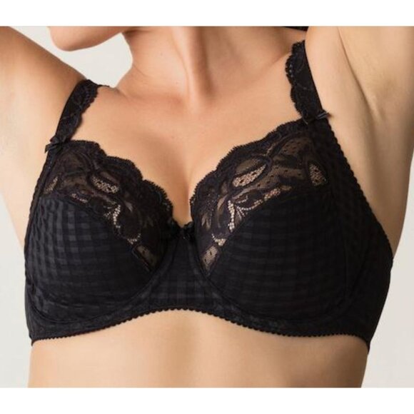 Prima Donna Madison Full Cup Black Lace & Checkered Underwire Bra 34C